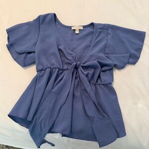 Women's Blue V-Neck Top